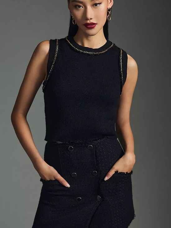 Endless Rose Tops - Endless Rose Gold Trimmed Sweater Tank